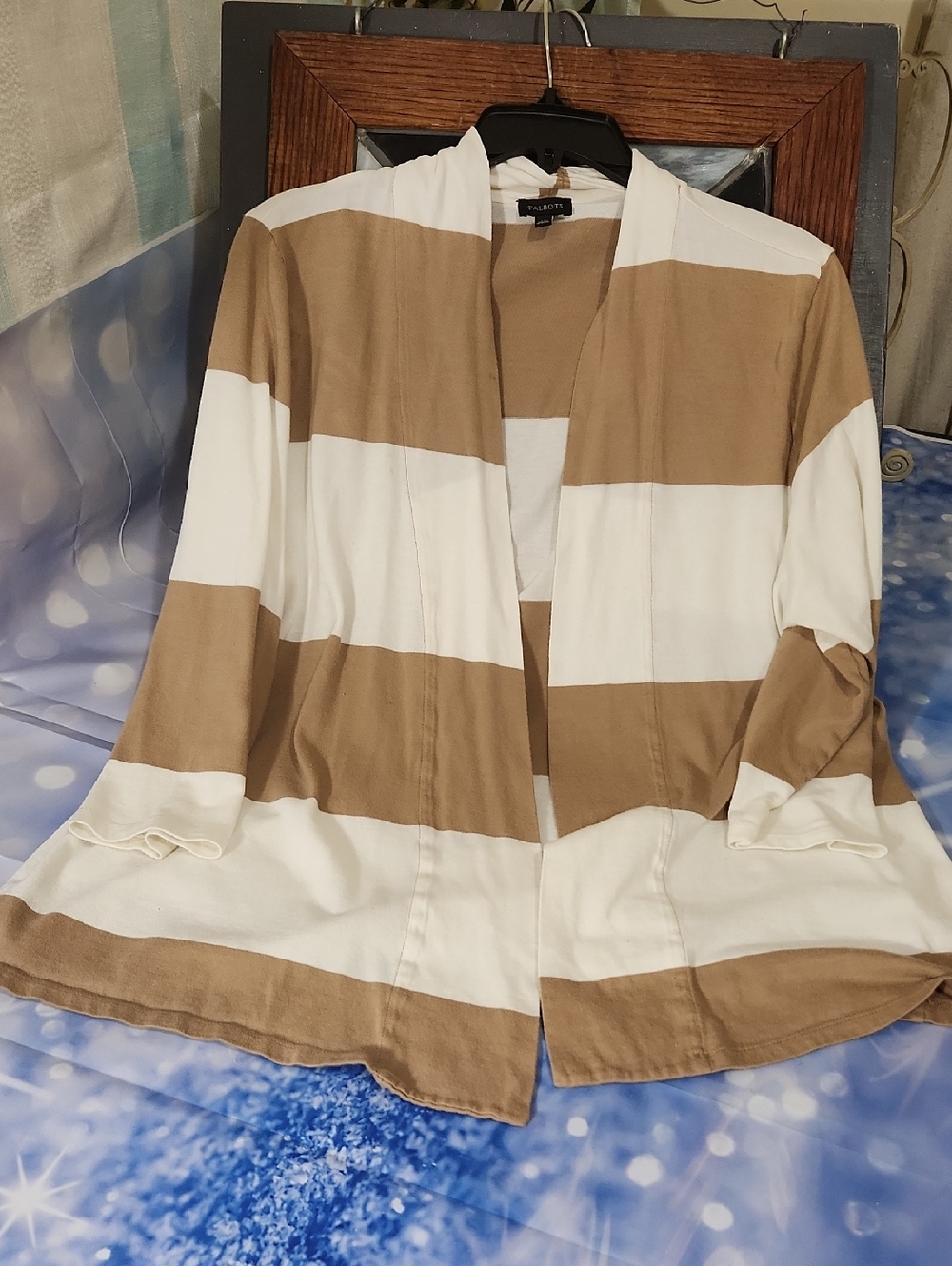 Talbots Cream and Tan Women's Sweater Cardigan